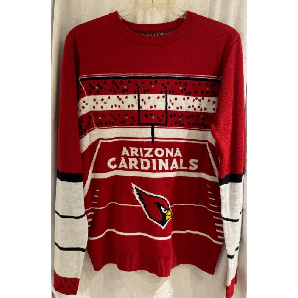 NFL Team Arizona Cardinals Sweater Large Red w/Team Logo Beaded A+